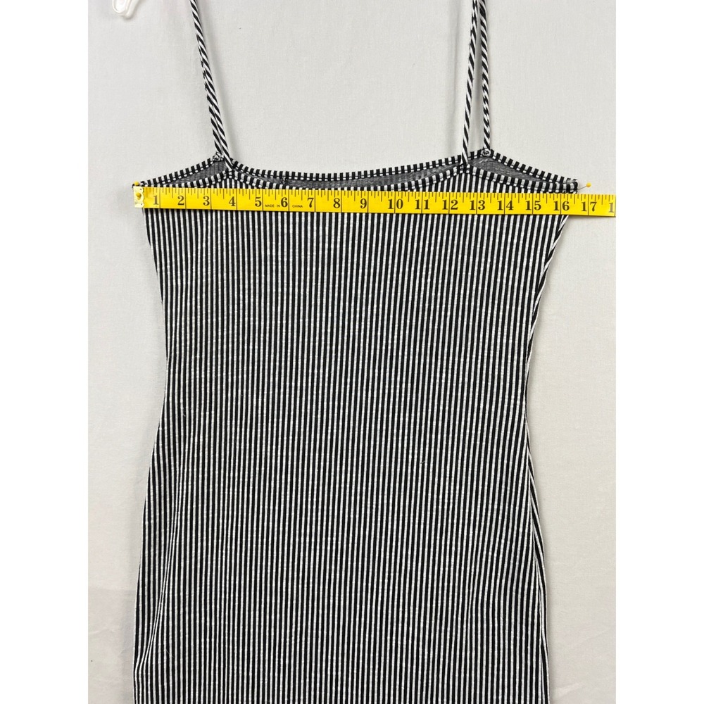 Caution to the Wind Dress Womens Large Black White Striped Ribbed Faux Button L - Picture 6 of 9